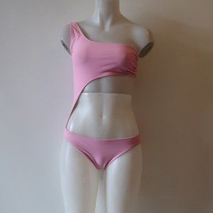 Womens Alle Pink One Piece One Shoulder Swimwear Bathing Suit 8 *